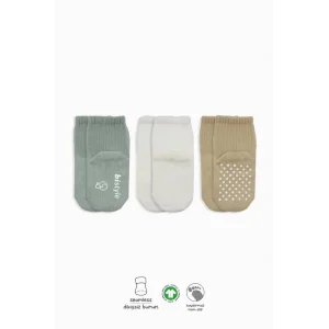 Basic Kaymaz Penye Soket Çorap 3Lü BS10107 Nil Ekru Bej