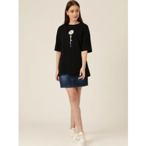 Baskılı Kadın T-shirt - Siyah