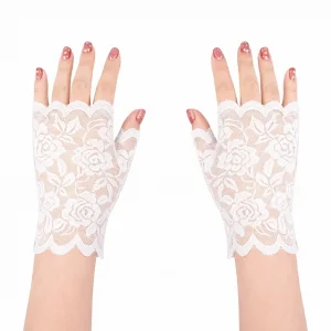 Beyaz Dantel Parmaksız Kısa Eldiven