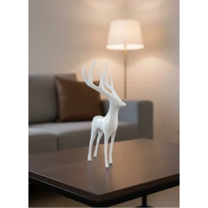 Beyaz Dekoratif Geyik Figürü Şık Ev Aksesuarı