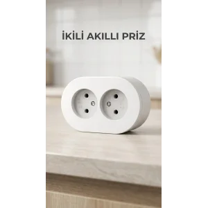 Beyaz Renk Çift Girişli Sıva Üstü Topraklı Duvar Prizi