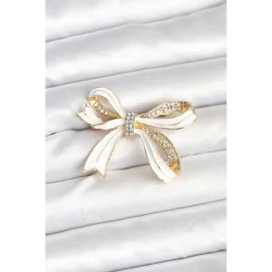 Beyaz Renk Fiyonk Model Broş