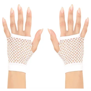 Beyaz Renk Kısa Boy Fileli Örgü Eldiven