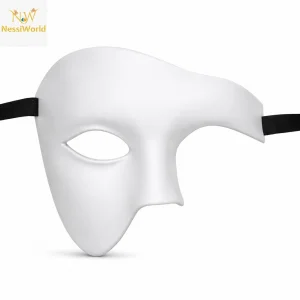 Beyaz Yarım Erkek Maske – Phantom Parti & Balo Maskesi