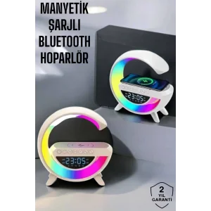 Bluetooth Hoparlör 15W Kablosuz Hızlı Şarj LED Gece Lambası