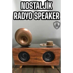 Bluetooth Hoparlör Ahşap Klasik Retro Gramofon Bluetooth Müzik Kutusu