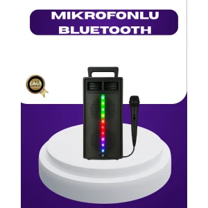 Bluetooth Işıklı Hoparlör – 2x5W Güç | USB + TF Kart + FM Radyo | Siyah Renk