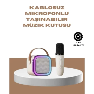 Bluetooth Karaoke Mikrofon ve Hoparlör Seti Taşınabilir