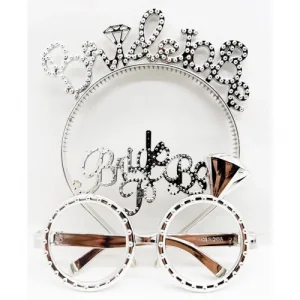 Bride To Be Yazılı Taç ve  Gözlük Seti - Gümüş Renk