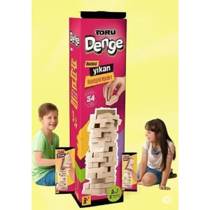 Büyük Boy Doğal Ahşap Denge Oyunu Kule Oyunu 54 Parça Ahşap Yapı Blokları Cenga