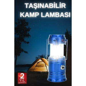 Büyük Boy Güneş Enerjili Kamp Feneri Işıldak Lamba USB Şarjlı