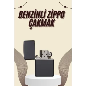 Çakmak Parlak Siyah Zippo Benzinli Çakmak Cep Boy Doldurulabilir