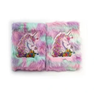 Çiçekli Unicorn Tasarımlı Peluş Hatıra Defteri