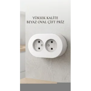 Çift Girişli Beyaz Sıva Üstü Modern Duvar Prizi