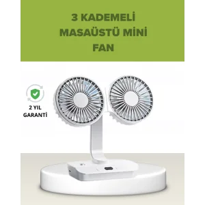 Çift Kafalı Masaüstü ve Duvar Tipi Sessiz USB Şarjlı Fan