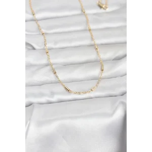 CM 14K Gold Renk Bar Zincir Model 60 cm Kadın Kolye