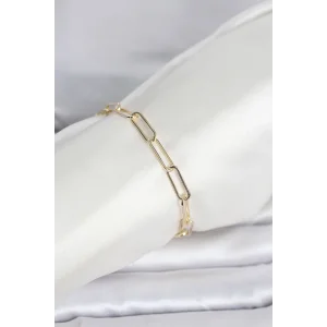 CM 14K Gold Renk Kalın Ataç Zincir Model Kadın Bileklik