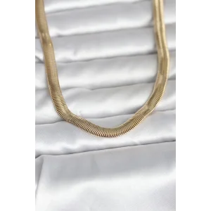 CM 14K Gold Renk Kalın Yassı Yılan Zincir Model 45 cm Kadın Kolye
