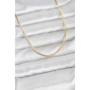 CM 14K Gold Renk Kare Zincirli Model 60 cm Kadın Kolye