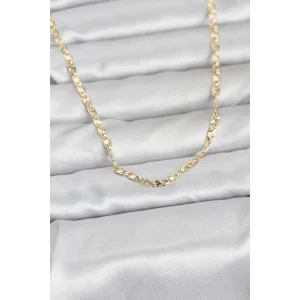 CM 14K Gold Renk Lazer Zincirli Model 60 cm Kadın Kolye