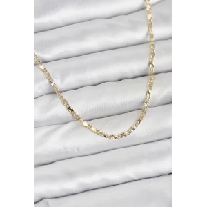 CM 14K Gold Renk Lazerli Zincir Model Kadın Kolye