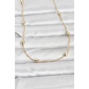 CM 14K Gold Renk Topçuklu Burgu Zincir Model 60 cm Kadın Kolye