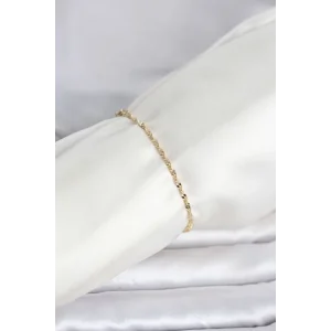 CM 14K Gold Renk Yassı Ezme Burgu Model Kadın Bileklik