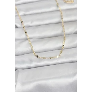 CM 14K Gold Renk Yassı Gemici Zincir Model 60 cm Kadın Kolye