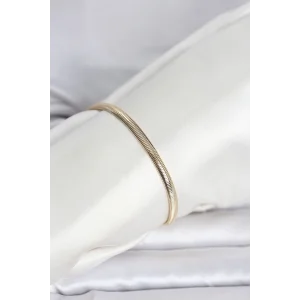 CM 14K Gold Renk Yassı Yılan Zincir Model Kadın Bileklik