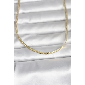CM 14K Gold Renk Yassı Zincir Model 45 cm Kadın Kolye