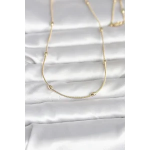CM 14K Gold Renk Yılan Zincirli Damla Topçuk Model 60 cm Kadın Kolye