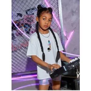 Çocuk Unisex Baskılı T-Shirt - Beyaz