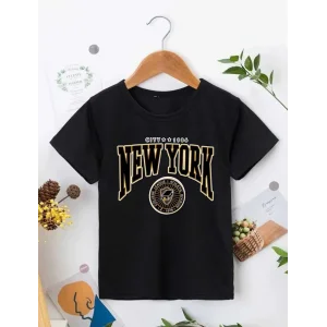 Çocuk Unisex Baskılı T-Shirt - Siyah