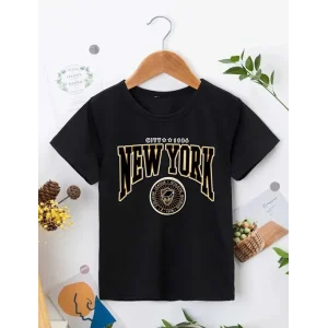 Çocuk Unisex Baskılı T-Shirt - Siyah