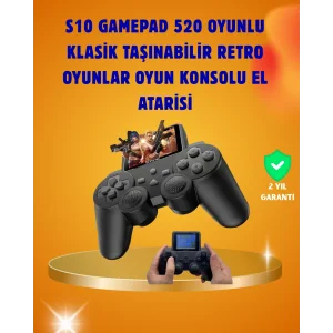 Çocuklar ve Yetişkinler İçin Uygun 500 Oyunlu Taşınabilir Mini Retro El Konsolu