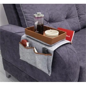 Çok Amaçlı Deri Şeritli Cepli Koltuk Kenarı Düzenleyici 03938