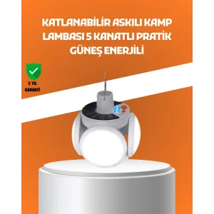 Çok Amaçlı Katlanabilir Güneş Enerjili Kamp Lambası – Masa Üstü ve Asılabilir Kullanım