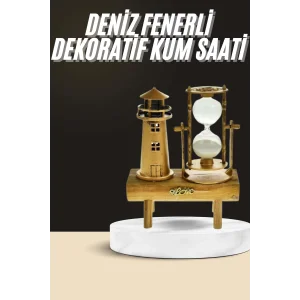 Dekoratif Kum Saati Deniz Feneri Retro Masa Hediyeli Eşya