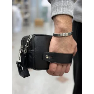 Delacour Deri El Çantası Üç Fermuarlı - Premium Erkek Çantası