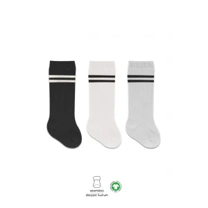 Derby Dizaltı Çorap 3Lü BS40101 Siyah Ekru Gri Çemberli