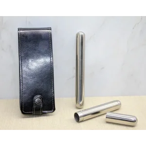 Deri Kılıflı İkili Paslanmaz Çelik Puro Tüpü