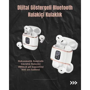 Dijital Göstergeli Bluetooth Kulakiçi Kulaklık – 4’lü Paket, Gürültü Engellemeli