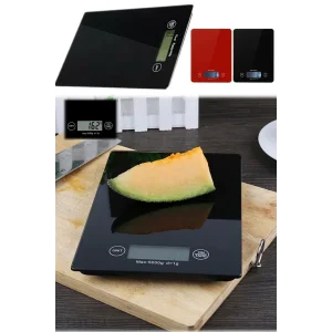 Dijital Mutfak Tartısı - 5 kg Kapasite, 1 Gram Hassasiyet, Şık Siyah Cam Tasarım