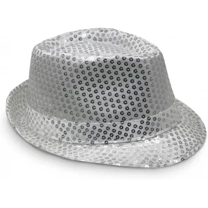 Disko  Gümüş Payetli Fötr Şapka Yetişkin Boy