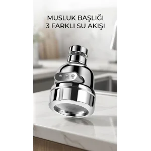 Döner Krom 3 Fonksiyonlu Su Tasarruflu Mutfak Lavabo Aparatı