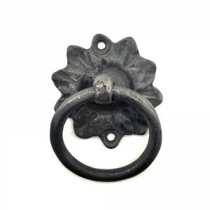 Eco Lounge Antika Tarz Dekoratif Pirinç Çiçek Mobilya Kulbu, Kapı Kilit Halkası - 50mm, Oksit