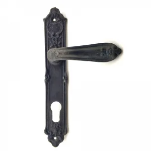 Eco Lounge Antika Tarz Dekoratif Pirinç Çiçekli Banyo Kapı Kolu - 240x40 mm, Oksit