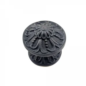 Eco Lounge Antika Tarz Dekoratif Pirinç Çiçekli Kapı Tokmağı - 80 mm Çap, Oksit