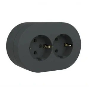 Eco Lounge Ovivo Xone Antrasit İikili Topraklı Priz Sıva Üstü