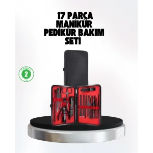 El ve Ayak Bakım Seti 17 Parça Taşınabilir Deri Çantalı Manikür Seti